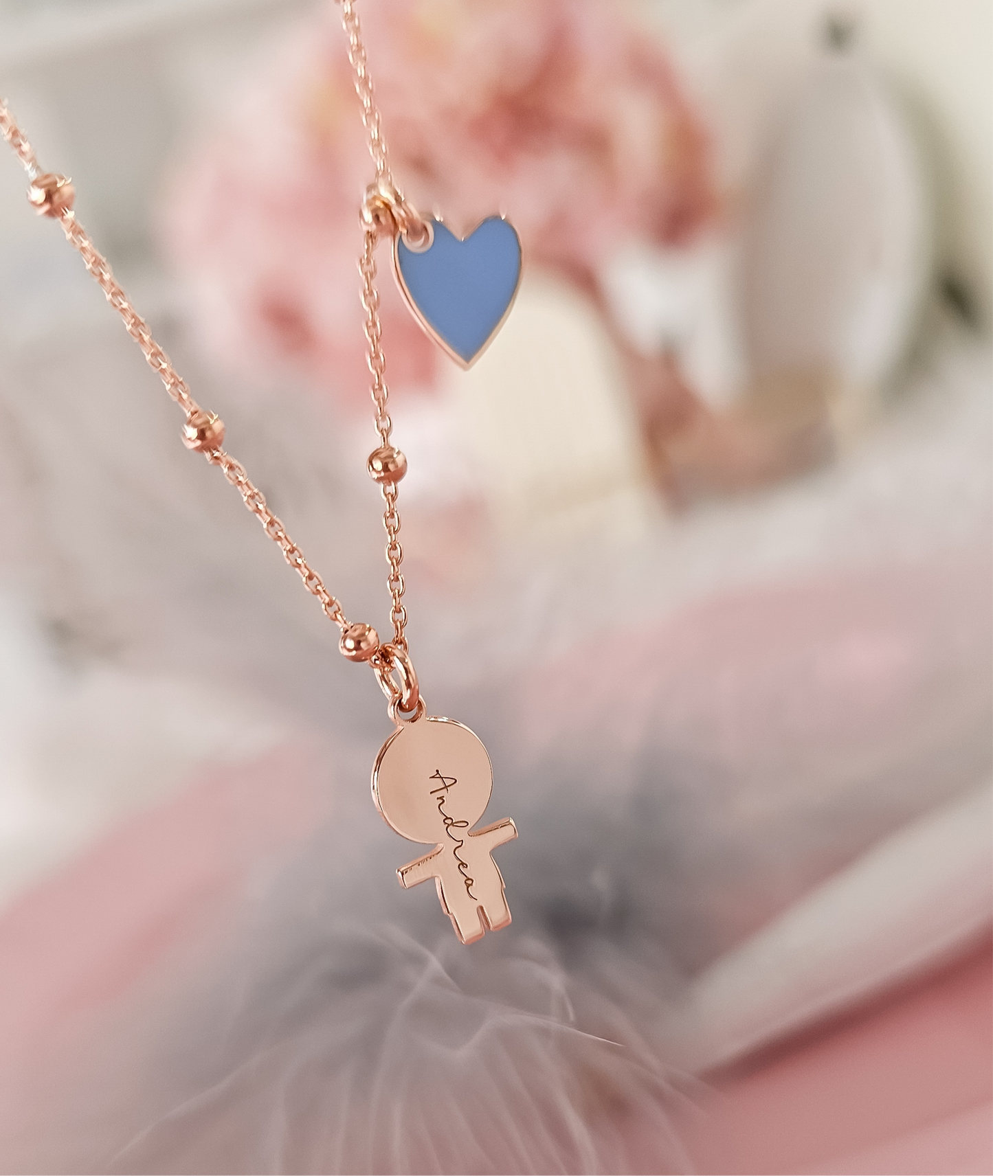 Collana bebè e cuore smalto