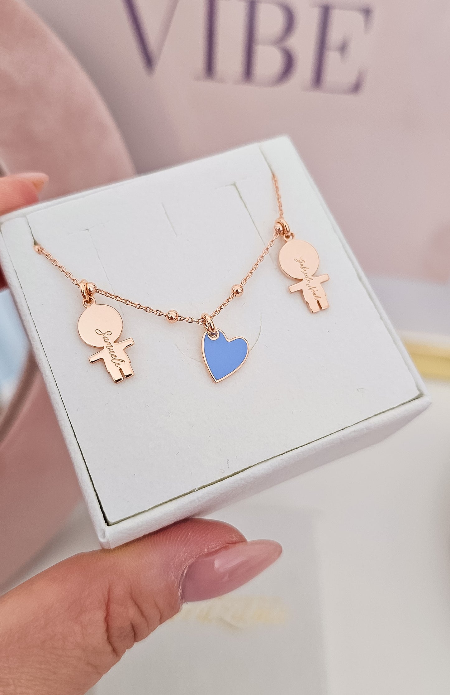 Collana bebè e cuore smalto