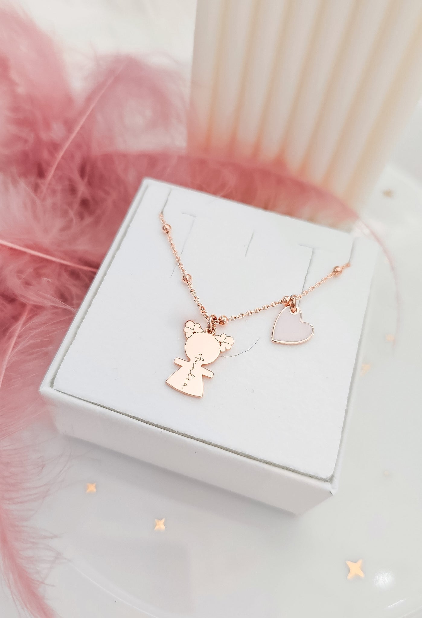Collana bebè e cuore smalto