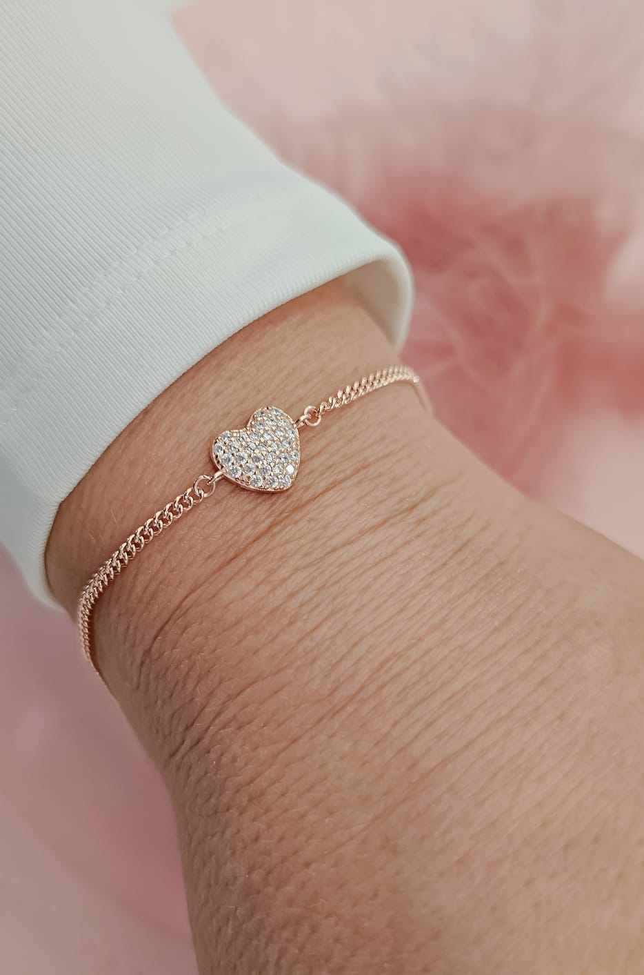 Bracciale cuore effetto diamantato