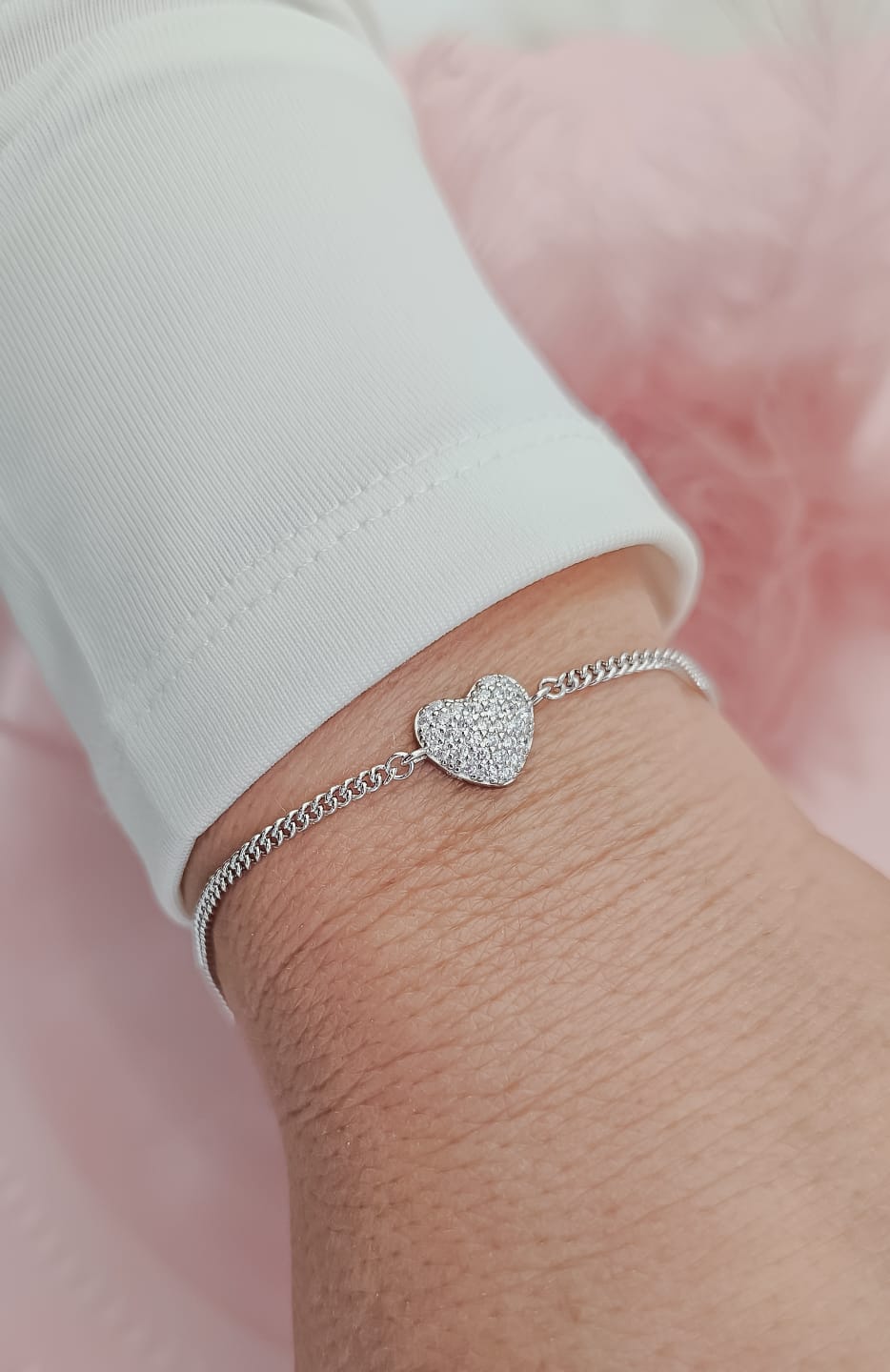 Bracciale cuore effetto diamantato