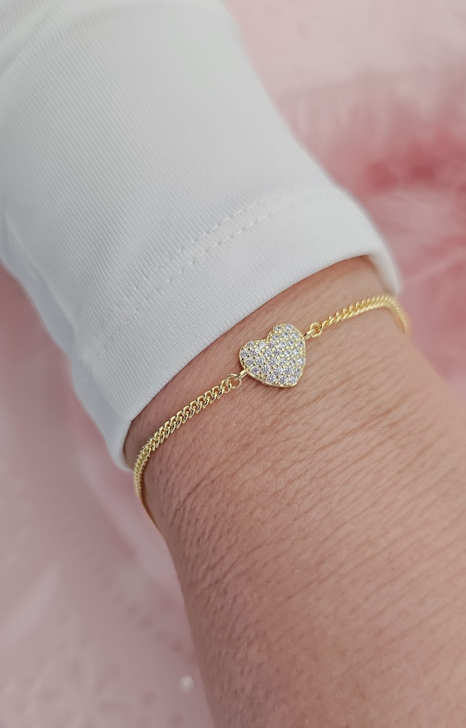 Bracciale cuore effetto diamantato