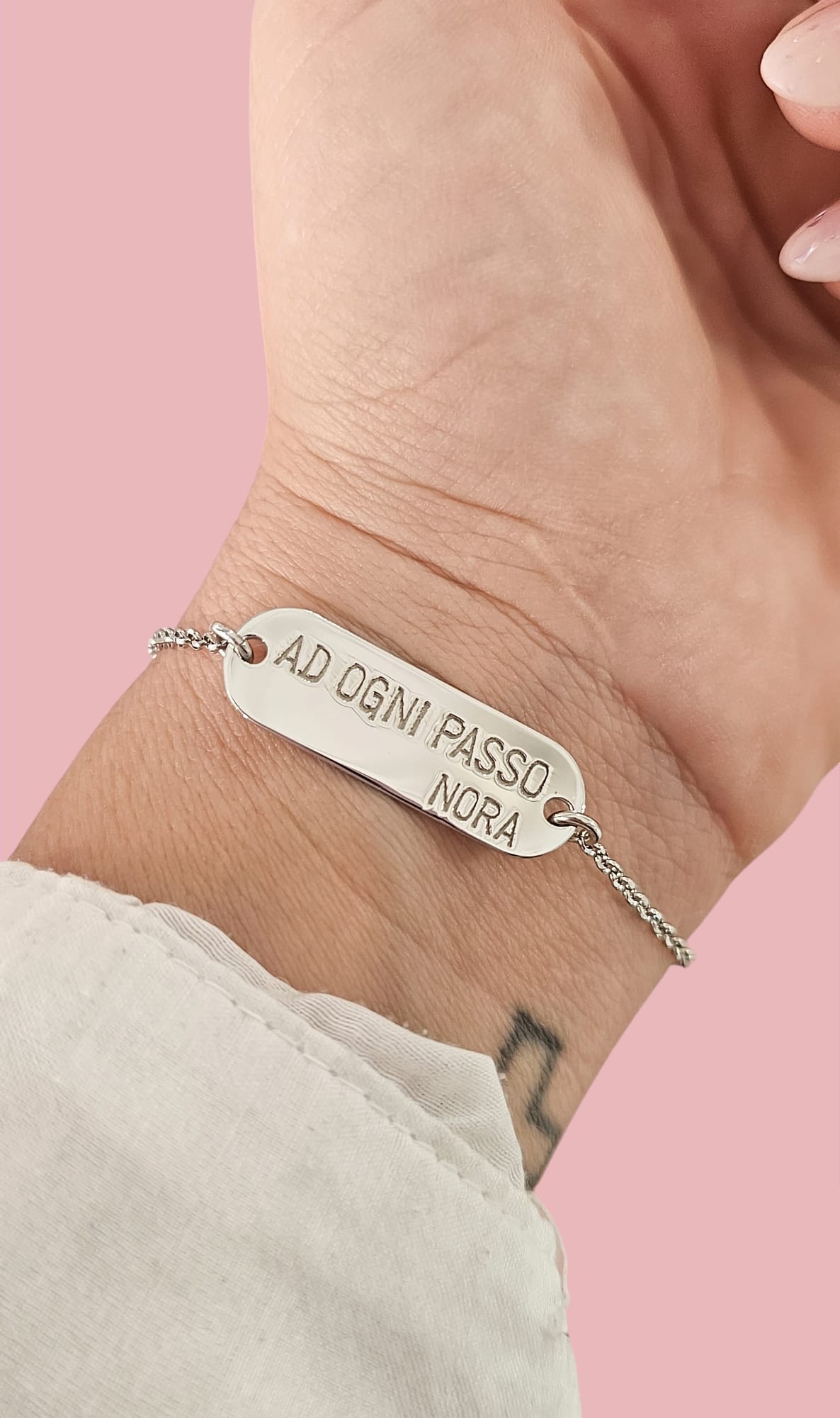 Bracciale rollò targhetta angoli tondi