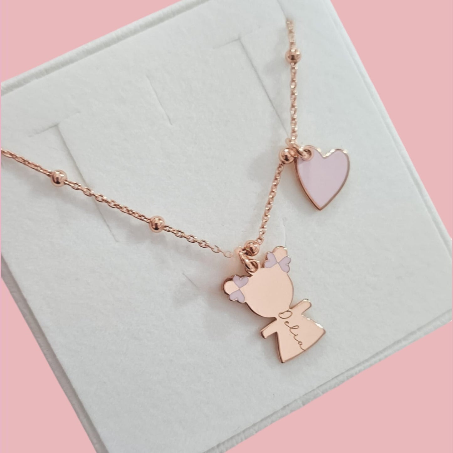 Collana bebè e cuore smaltati
