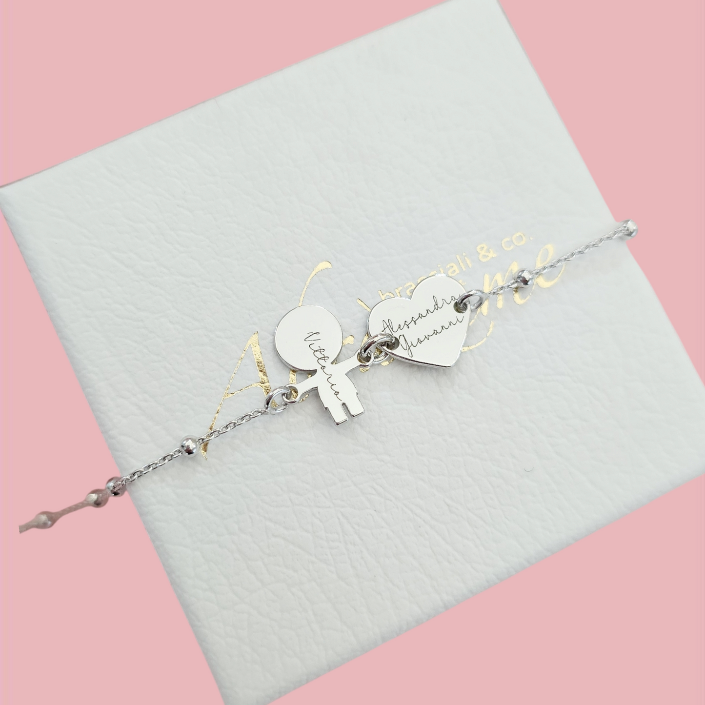 Bracciale rosario bebè e cuore