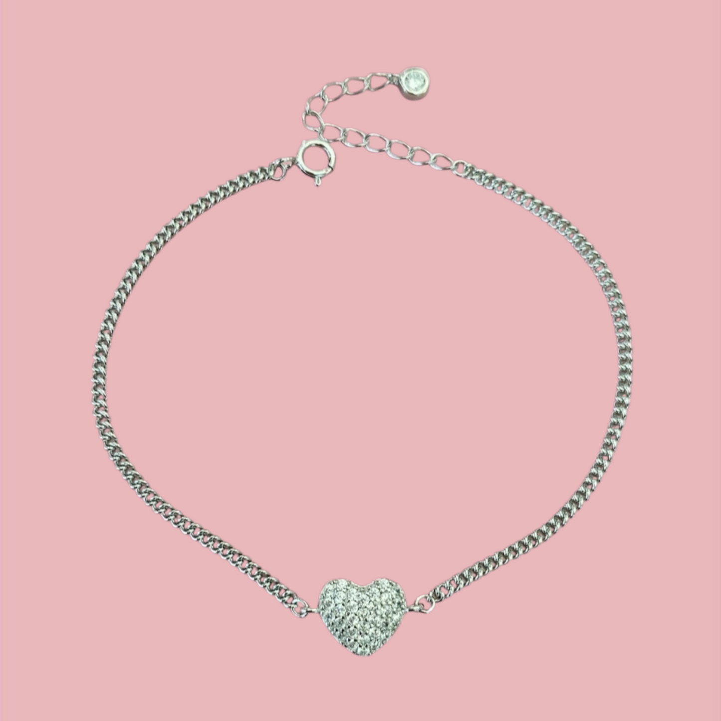 Bracciale cuore effetto diamantato