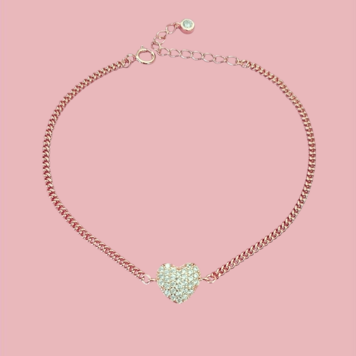 Bracciale cuore effetto diamantato