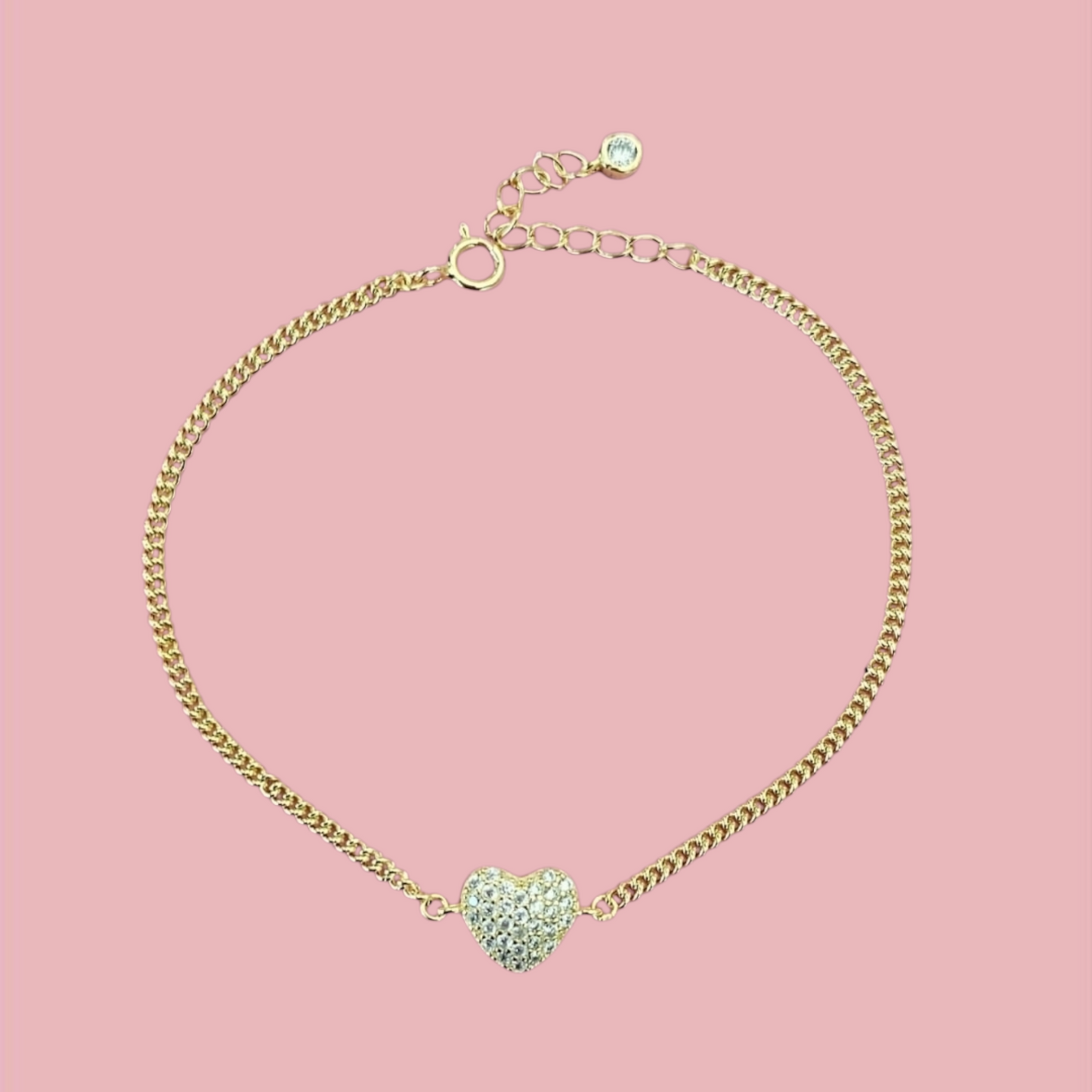 Bracciale cuore effetto diamantato