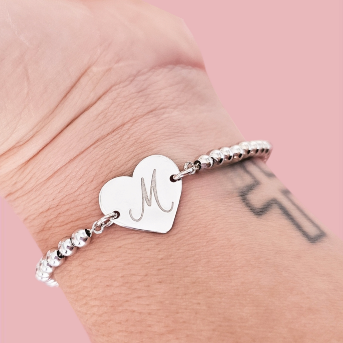 Bracciale sfere 4mm cuore