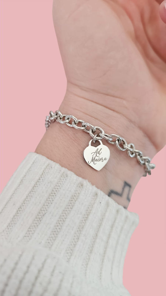 Bracciale catena cuore pendente